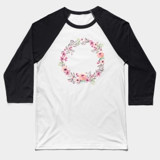 Image: Watercolor, Flower wreath Baseball T-Shirt